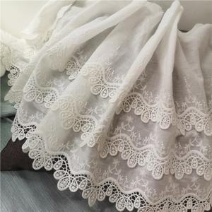 호환 슈퍼 와이드 자연 화이트 Cotton100% 천 3/2 레이어 수 놓은 레이스 트림 DIY 액세서리 레이스 패브릭 36/23cm 3 야드/로트