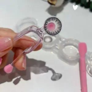 시력 교정 렌즈 착탈 보조 도구 실리콘 흡입 스틱 위생적 관리 휴대 간편 케이스