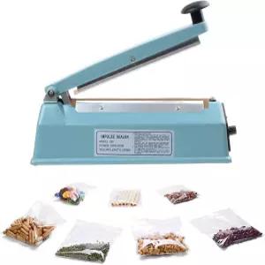 8인치(200mm) 임펄스 실러 300w - 타이머 조절 가능한 수동 플라스틱 폴리백 열 밀봉 기계 클로저 키트