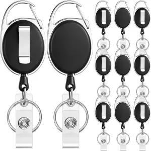 Honoson 10pcs 헤비 듀티 리트랙터블 배지 릴 배치 ID 홀더 클립 벌크 키 사무직 직원용 반지 포함 의사