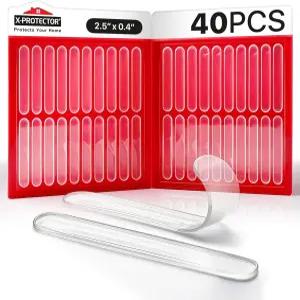 X-프로텍터 캐비닛 도어 범퍼 스트립 - 40 PCS 클리어 소음기 프리미엄 소프트 슬램 스토퍼 의자 등받이
