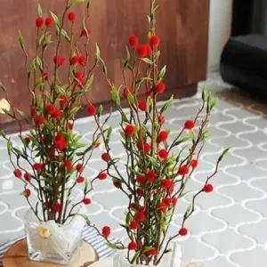글라스 레드폼폼 화분 1P 조화 소품