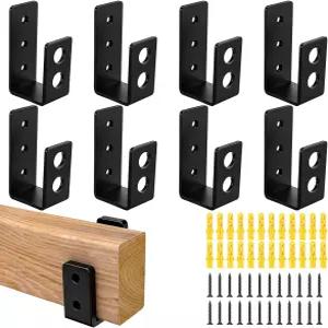 8팩 도어 바리케이드 브래킷 2x4 보드용 헤비 듀티 U 보강 홈 헛간 차고 게이트 블랙에 맞습니다