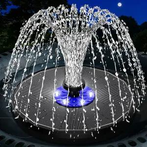 MP 3.5W 업그레이드된 유리 패널 태양광 분수 오토 화이트 LED 나이트쇼 미끄럼 방지 및 런 드라이 보호