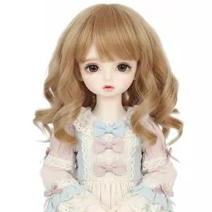 1/4 bjd 가발 미스헤어 귀여운 7-8인치 17CM-19CM 머리용 인형 쇼트 브라운 MSD 도드 풀립 돌피 수제 소녀