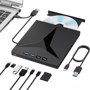 노트북용 외장 CD/DVD 드라이브 7 in 1 PC용 휴대용 디스크 USB 3.0 Type-C 버너 데스크탑 Windows Mac