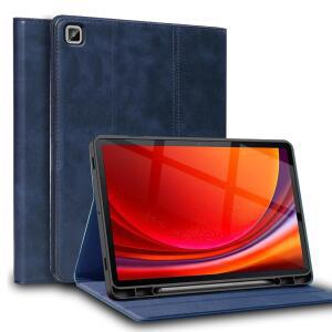 삼성 갤럭시 탭 A7 라이트 8.7인치 케이스 S 펜 홀더 2021 모델(SM-T220 / T225 T227) 정품 가죽 커버 보호 쉘.블루