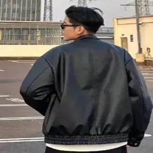 슬램덩크 검정 남사친 자켓 점퍼 항공 모터사이클 작업복 봄가을 가죽 HO3