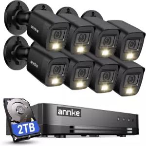ANKE 16CH 2MP FHD AI 감시 카메라 시스템 2TB 하드 드라이브 및 8배 실외 방풍 CCTV 스마트 듀얼 라이트