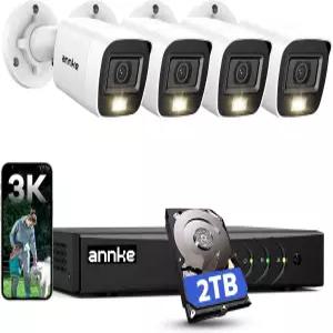ANKE 8CH 3K 카메라 시스템 오디오/마이크 포함 8채널 감시 AI DVR 및 4배 5MP 2960 1665 CCTV 듀얼 라이트