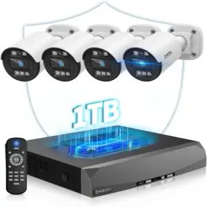 양방향 오디오 PoE 카메라 시스템 실외 4K 8CH NVR 장착된 5MP 유선 가정용 감시 비디오 DVR 키트