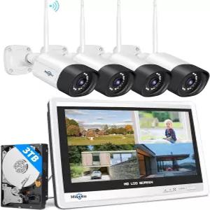 12인치 LCD 모니터 3TB HDD 10CH 8MP NVR 양방향 오디오 컬러 나이트 비전 모션 감지 24시간 연중무휴 녹화