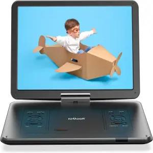 iEGeek 17.5인치 휴대용 DVD 플레이어(15.6인치 회전 HD 대형 화면 5 000mAH 충전식 배터리 6시간 대용량