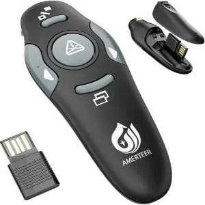 AMERTEER 프레젠테이션 빨간색 포인터가 있는 파워포인트 클릭커 무선 원격 Mac/Windows/Google