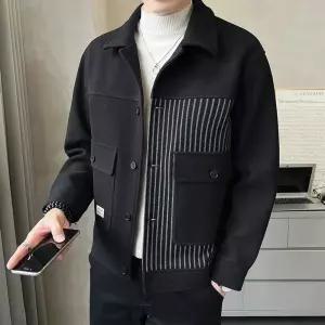 픽호샵 남친 니트 키작남 브이넥 카디건 봄가을 스타일리쉬하고 스트라이프 배색 재킷 꾹3