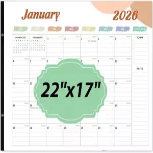탁상 달력 2026 대형 22x17 18개월 2026년 1월부터 2027년 6월까지 가정 학교 및 사무실의 할 일 메모 휴일
