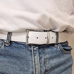 캐주얼 남성 벨트 양면 가죽 130cm 사이즈 넉넉 패션 소품 캐쥬얼 가죽 버클 실버 바지