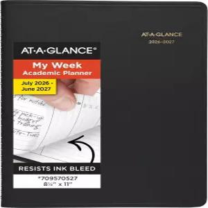 AT-A-GLANCE 플래너 2026-2027 주간 학술지 7~8월 14개월 분기별 임명장 8-1/4 x 11 블랙(7095705)