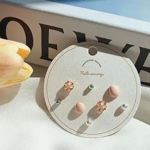 [하프클럽/]여자 아크릴 큐빅 진주 조약돌 미니 셋트 귀걸이