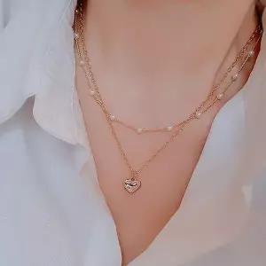 [하프클럽/]여자 사계절 우아한 레이어드 진주 체인 목걸이