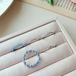 [하프클럽/]여자 데일리 데이트룩 마블 아크릴 컷팅 레이어드 반지 세트