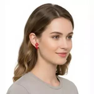 YVMIN X SHUSHUTONG Painted Flower Stud Earrings (25969RED00DLR RED) (위민X 페인티드 플라워