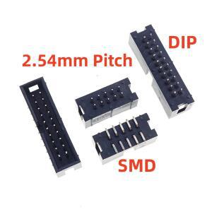 호환 수컷 PCB 헤더, 스트레이트 슈라우드 DIP SMD IDC 소켓 박스, JTAG, 6 8 10 12 14 16 20 24 26 30 34 40 50 60 64 80 핀, 2 54mm, 100