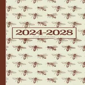 5년 일기 2024-2028 A5 클래식 범블비 온 크림 하드커버 영국 공휴일 비전 보드 달 단계 생일 및 축하 행사