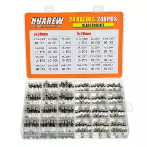 HUAREW 24 값 240개 고속 블로우 글래스 퓨즈 250V 볼트 5x20mm 0.5 1 1.6 2 3 4 5 6.3 8 10 15 20A 6x7 A