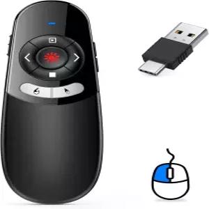 DINOSTRIKE 2 in 1 타입 C 및 USB 프레젠테이션 클리커 에어 마우스 컨트롤 포함 RF 2.4GHz 무선 프레젠터