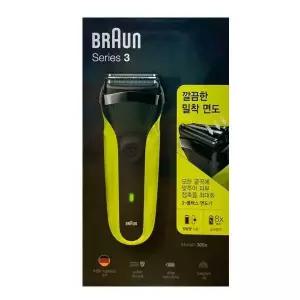 BRAUN 시리즈3 방수 무선  면도기 300S 블랙/그린