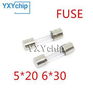 호환 100pcs 5 20 6 30 유리 고속 퓨즈 250v 0 1A 0 2A 0 5A 1A 2A 3A 3 15A 4A 5A 6A 7A 8A 10A 12A 15A 20A 30A 빠른 블로우 5x20 6x30mm