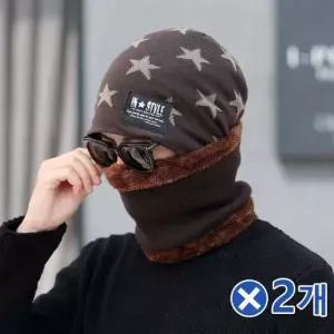 TBZ 방한용품 스터닝 넥워머 비니모자 브라운x2개 목도리