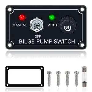 빌지 펌프 스위치 로커 토글 패널 및 퓨즈 DC 12V 24V Max 15A SPST ON/OFF 해상 1