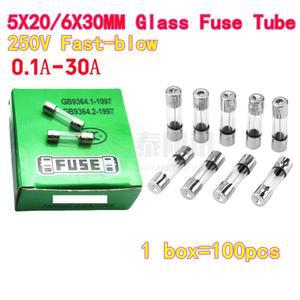 호환 100개 5X20mm 퓨즈 튜브 유리 퓨즈 튜브 F25A 250V 25A 0 2A 0 5A 고속 블로우 퓨즈 250V 5X20 6X30MM 0 1A 1A 2A 3A 5A 8A 10A 20A 30A
