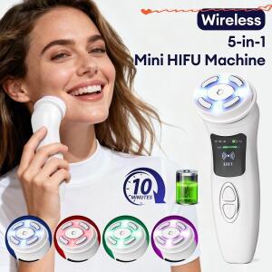 가정용 미니 HIFU 기기 초음파 RF 전류 얼굴 리프팅 뷰티 디바이스 LED 진동 피부 탄력 관리 도구