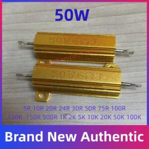 호환 RX24 50W 와트 전력 냉각 금속 쉘 알루미늄 금 저항기 1K 500R 300R 200R 150R 100R 12R 10R 8R 6R 5R 4R 2R 1R 0 5R 0 1R