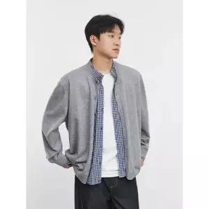 남자 니트 가을 카디건 바람막이 코트 자켓 체크 패피3