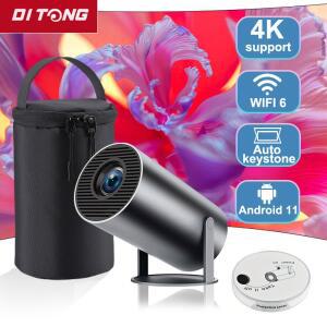 빔프로젝터 디통 HY300 플러스 비디오 4K 듀얼 프로 와이파이 720P 휴대용 300ANSI 안드로이드 시네마 야외 1280 HD LED
