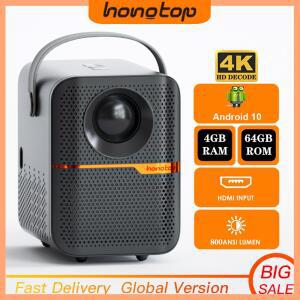 빔프로젝터 HONGTOP P10 스마트 1080P 시어터 4GB 휴대용 미니 비디오 LED 안드로이드 64GB 블루투스 10 4K WIFI