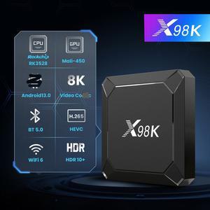 셋톱박스 X98K TV 박스 16G 4G 탑박스 5G 8K 2G 플레이어 미디어 듀얼 13 안드로이드 RK3528 네트워크 WIFI6 16GB32GB 스마트 BT
