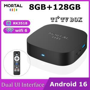 셋톱박스 2026 신형 스마트 박스 UI 플레이어 ROM RK3518 128GB T1 듀얼 8K WIFI 16 8GB RAM 울트라 안드로이드 TV HD 미디어 BT