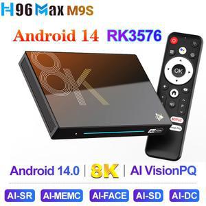 셋톱박스 H96 MAX M9S 8K 128GB TV DDR4 WIFI6 1000M 초고해상도 비디오 스마트 안드로이드 미디어 디코딩 8GB 박스 14 플레이어 RK3576