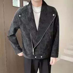 남친 캐주얼 가을 재킷 점퍼 슬림핏 숄카라 가죽 패피3