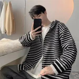 남친 니트 빈티지 후드 오버사이즈 라운드넥 가디건 스트라이프 봄가을 맨투맨 원픽1