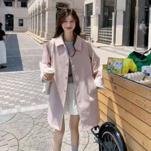 여사친 하프 분홍 가을 캐주얼 코트 트렌치 슬림핏 DUCHI3