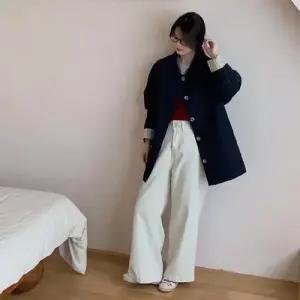여친 가을 싱글 칼라 톱 트렌치 빅사이즈 스트라이프 코트 DUCHI3