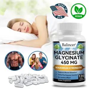 마그네슘 글리시네이트 근육 및 신경 효소 기능 비 GMO 베지테리언 텐 프리 450 Mg