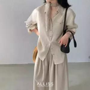 여친 봄 가을 빈티지 캐주얼 카디건 긴팔 린넨 셔츠 DUCHI1