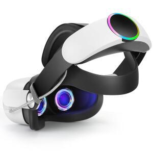 배터리가 장착된 Oculus Quest 2용 Hurra 헤드 스트랩, 10000mAh 고속 충전 배터리 팩으로 8시간 재생 시간 연장, RGB 조명으로 조절 가능한 엘리트 스트랩 교체, VR에서 향상된 편안함 지원 및 균형 제공